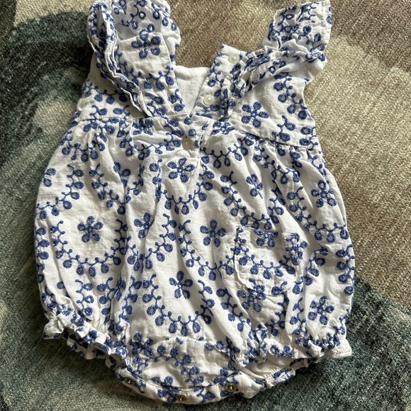 Janie & jack White and Blue Floral Romper - Picture 2 of 4
